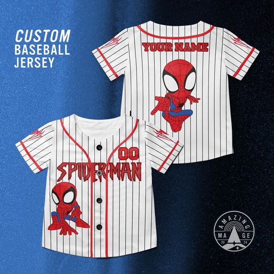 Spider Man White  Basic Marvel Superheroes Baseball Jersey, Disney Marvel Comics Shirt, Spiderman Marvel Avengers Disney Trip Shirt