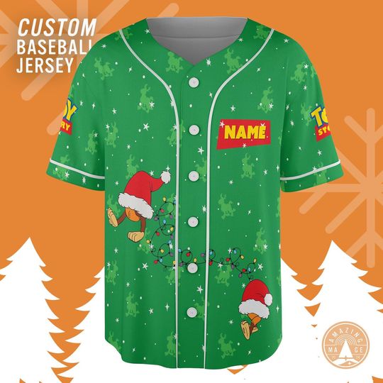 Custom Slinky Dog Toy Story Christmas Baseball Jersey, Disney Xmas Shirt, Pixar Toy Story Shirt, Jessie Buzz Lightyear Forky Aliens