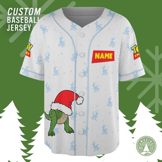 Custom Rex Toy Story Christmas Baseball Jersey, Disney Xmas Shirt, Pixar Toy Story Birthday, Woody Buzz Lightyear Slinky Dog
