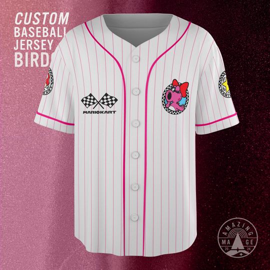 Custom Super Birdo Kart Baseball Jersey, Super Mario World Family Trip Jersey, Birdo Kart Racing Custom Shirt, Gifts For Your