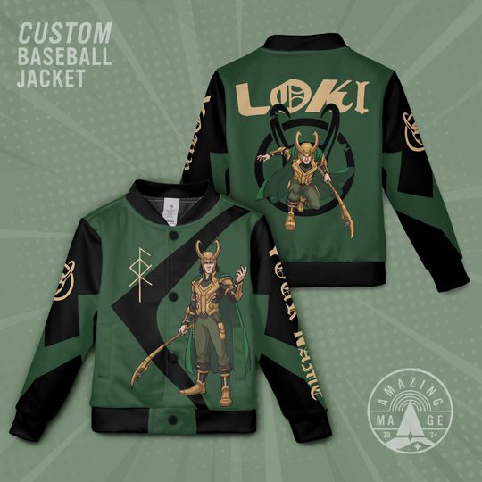 Custom Loki Baseball Jacket, Marvel Varsity Apparel, Birthday Gift Idea, Personalized Jacket For Marvel Fans And Variants