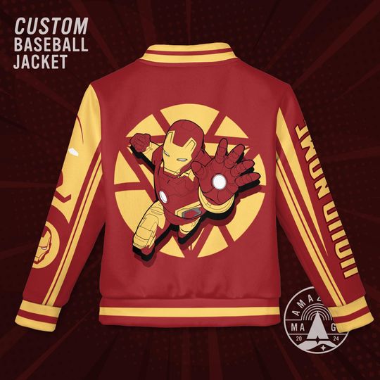 Custom Iron Man Marvel Baseball Jacket, Tony Stark Shirt, Marvel Superheroes Jacket