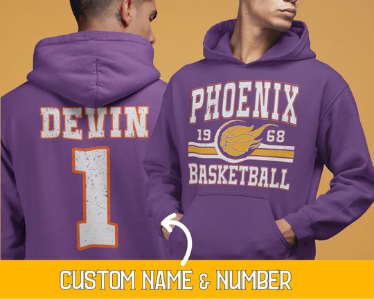 Custom Retro Phoenix Basketball Hoodie, Personalized Phoenix Game Day Sweatshirt, Phoenix Basketball Gifts For Him, Vintage 80s Style Hoodie