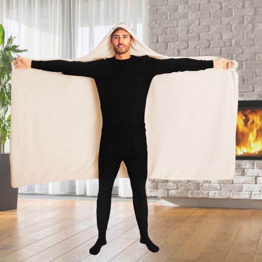 Pug Hooded Blanket All-Over Print Micro-Mink Shaggy Lining