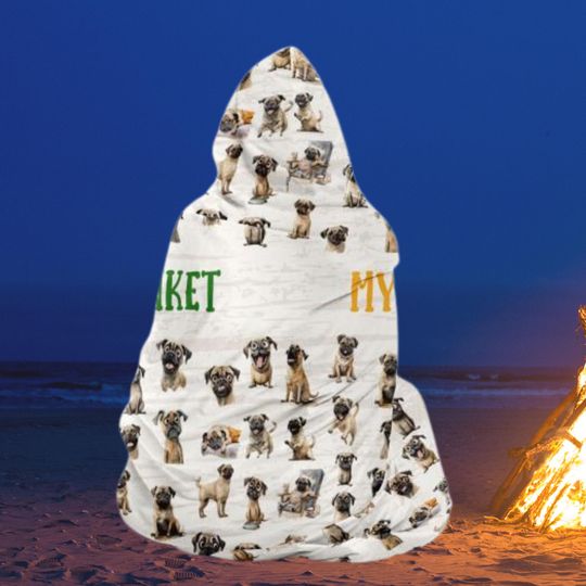 Pug Hooded Blanket All-Over Print Micro-Mink Shaggy Lining
