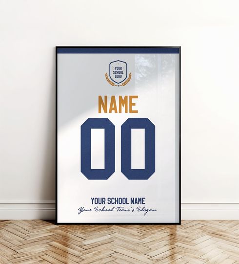 Custom College-High School Team Jersey Poster, Personalized School Jersey, Custom Name & Number College-High School Jersey