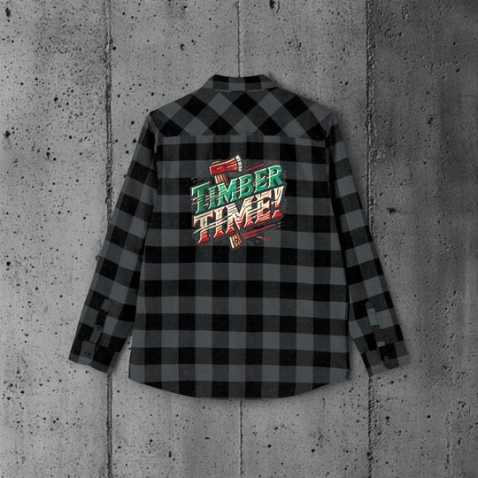 Lumberjack Flannel Shirt with Timber Time Graphic - Rustic Outdoor Apparel for Camping, Woodworkers, and Nature Lovers, Cozy Flannel