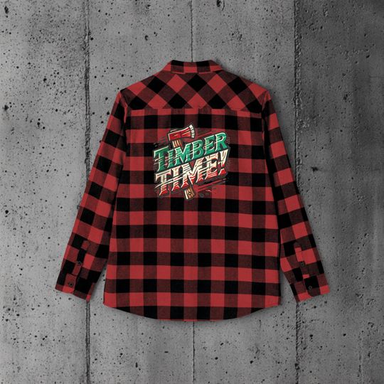 Lumberjack Flannel Shirt with Timber Time Graphic - Rustic Outdoor Apparel for Camping, Woodworkers, and Nature Lovers, Cozy Flannel
