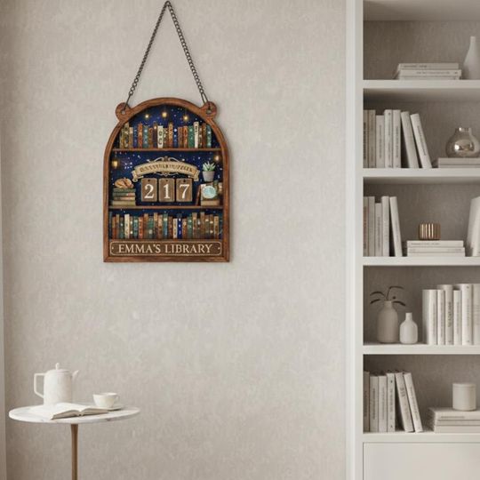 Personalized Book Tracker Sign  Custom Library Decor  Cozy Reader Gift  Bookworm Decor  Reading Challenge Board