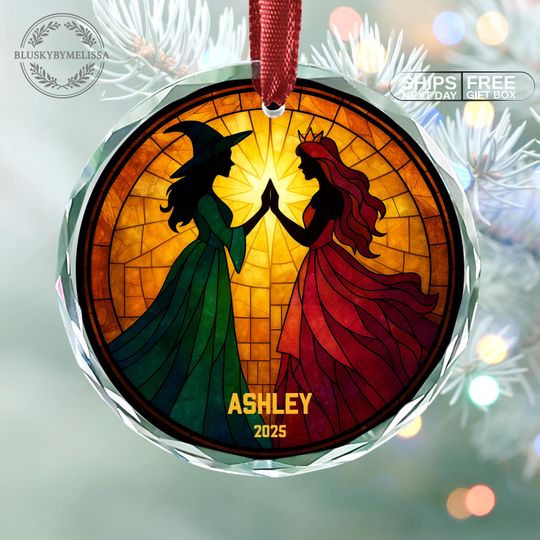 Personalized Wicked Glass Ornament 2025, Fantasy Ornament, Elphaba And Glinda Christmas Ornament, Wicked Movie, Wicked The Musical Gift