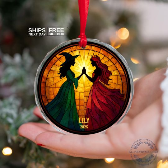 Personalized Wicked Glass Ornament 2025, Fantasy Ornament, Elphaba And Glinda Christmas Ornament, Wicked Movie, Wicked The Musical Gift
