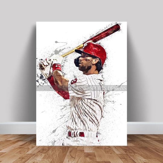Bryce Harper Poster, Philadelphia Phillies, Wall Art Print, Kids Decor, Man Cave Gift, Sports Art