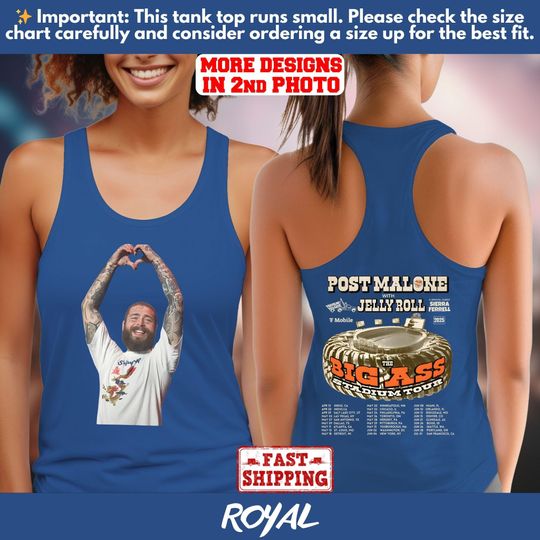 Vintage Post Malone Double Sided Tank Top 2025 Tour