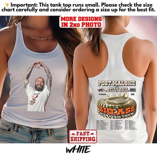Vintage Post Malone Double Sided Tank Top 2025 Tour