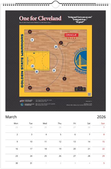 NBA 2026 Wall Calendar | Iconic Basketball Shots | Modern Planner