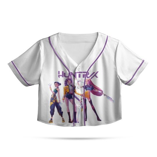 Personalized Kpop Demon Hunters Crop top Baseball Jersey, Gift for Huntrix fan