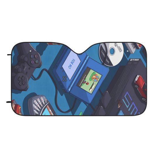 Anime Car Sun Shade, Retro Gaming Windshield Cover