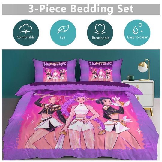 KPOP Demon Hunters 3-Piece Bedding Set- Huntrix