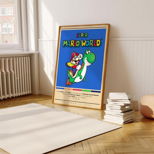 Super Mario World Poster Print | Gaming Poster | 3 Colors | Gaming Decor | Video Game Poster | Gaming Gift | Video Game Print | Gaming Cover