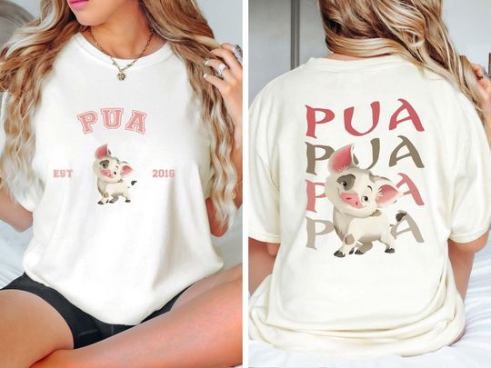 Disney Moana Pua Est 2016 T-Shirt, Moana Character Two Sided T-shirt, Princess Moana Pua T-Shirt