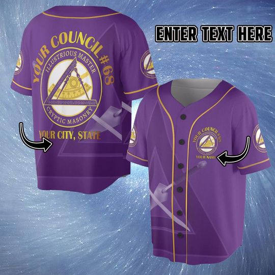 OES Masonic Baseball Jersey, Personalized Court Name & City