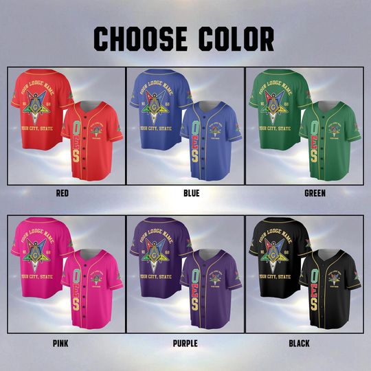 Custom OES Masonic Jersey, Personalized Court Name & City