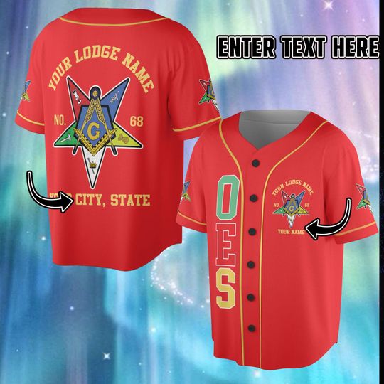 Custom OES Masonic Jersey, Personalized Court Name & City