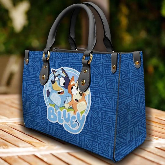 BlueyDad Leather Handbag, BlueyDad Pattern Bag, Travel Bag