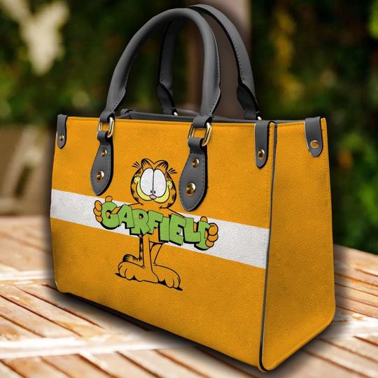 Garfield Cat Leather Handbag, Garfield Pattern Bag,  Travel Bag