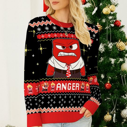 Anger Inside Out Ugly Christmas Sweater, Inside Out Christmas Sweater