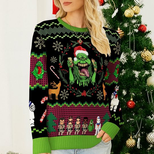 Bustin Ghostbusters Ugly Christmas Sweater Ghostbusters Ugly Christmas Sweater