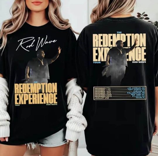 Rod Wave The Redemption Experience Tour 2025 2026 Concert 2 Sided Shirt