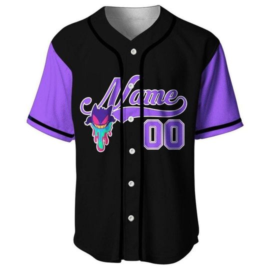 Custom Gengar Baseball Jersey, Poket mons Personalized Jersey