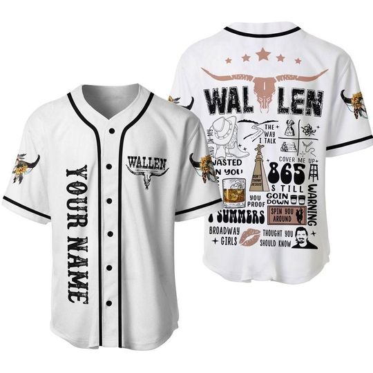 Country Western Baseball Jersey, Custom Name, Rodeo Longhorn