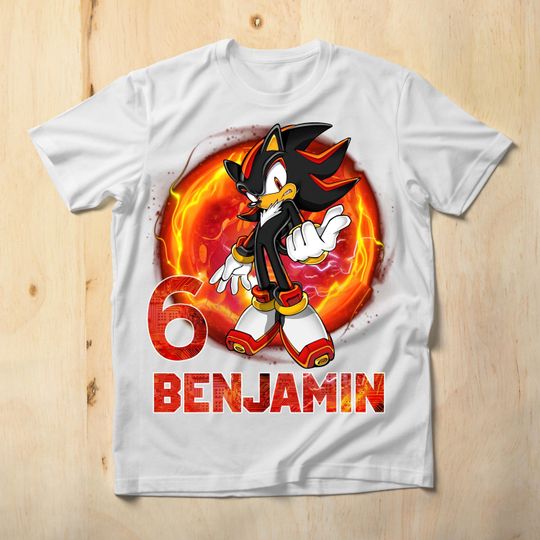 Custom Sonic Shadow Birthday Shirt, Shadow the Hedgehog Shirt, Sonic Shirt, Sonic the Hedgehog 3 Shirt, Gift For Girl or Boy
