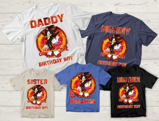 Custom Sonic Shadow Birthday Shirt, Shadow the Hedgehog Shirt, Sonic Shirt, Sonic the Hedgehog 3 Shirt, Gift For Girl or Boy