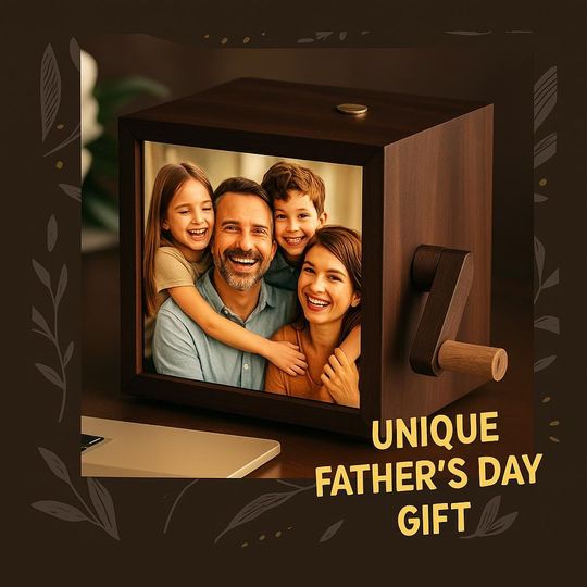 Father's Day Gift  Custom Flipbook Photo Album Frame, Mechanical Hand Motion Animated Album, Creative Unique Gift for Dad or Husband