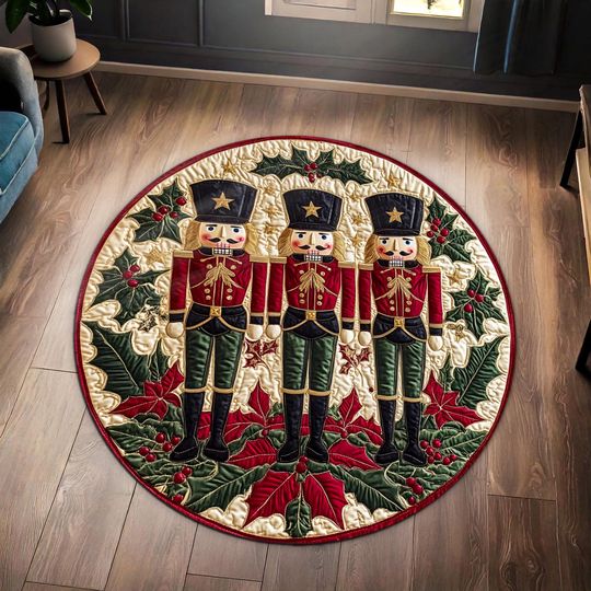 3D Printed Effect Nutcracker Christmas Rug, Christmas Welcome Mat