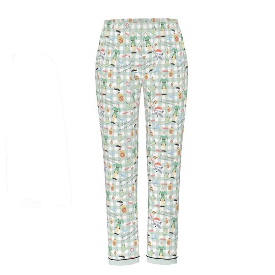 Buddy the Elf Women's Button-Down Christmas Pajamas - Black Piping, Family Matching, Gift for Her