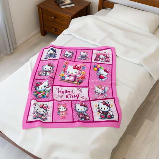 Hello Kitty Patchwork Fleece Blanket for Kids