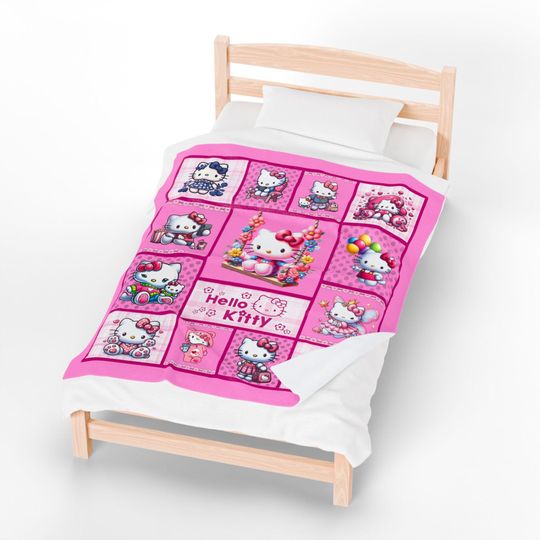 Hello Kitty Patchwork Fleece Blanket for Kids