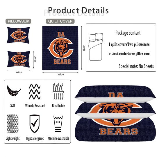 Chicago Bears Christmas Duvet Cover Bedding Set,Halloween Gift Back to School