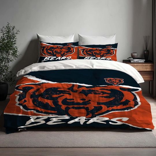 Chicago Bears Christmas Duvet Cover Bedding Set,Halloween Gift Back to School