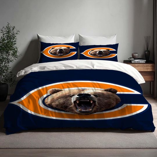 Chicago Bears Christmas Duvet Cover Bedding Set,Halloween Gift Back to School