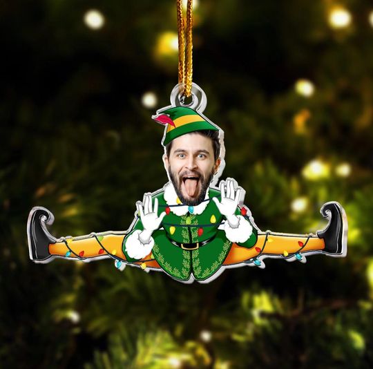 Personalized Funny Elf Photo Ornament Gift, Custom Funny Face For Husband Wife, Photo Gift For Valentine Christmas Anniversary Wedding