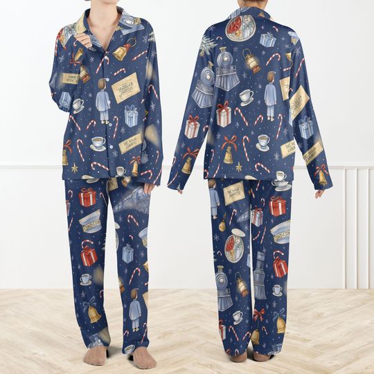 Polar Express Christmas Pajama Set For Women, Holiday Train Sleepwear, Cozy Winter Pajama for Women