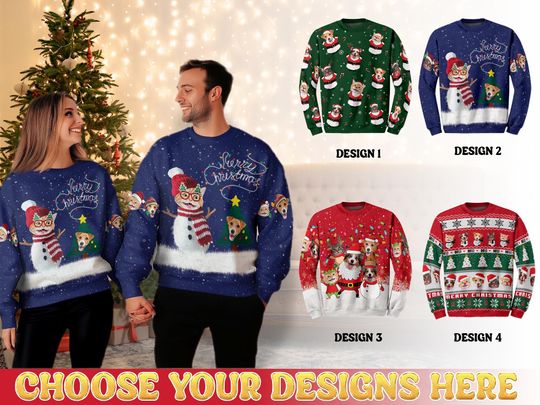 Custom Pet Face Christmas Sweatshirt For Men Women, Custom Ugly Sweatshirt, Personalized Christmas Sweatshirt, Funny Custom Face Sweatshirt