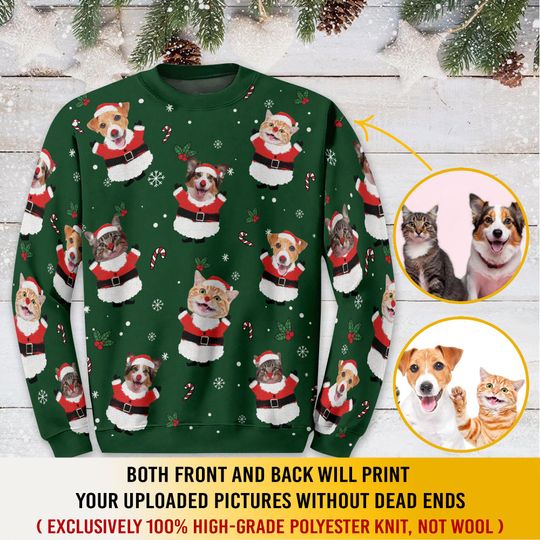 Custom Pet Face Christmas Sweatshirt For Men Women, Custom Ugly Sweatshirt, Personalized Christmas Sweatshirt, Funny Custom Face Sweatshirt
