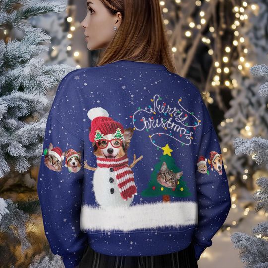 Custom Pet Face Christmas Sweatshirt For Men Women, Custom Ugly Sweatshirt, Personalized Christmas Sweatshirt, Funny Custom Face Sweatshirt