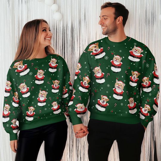 Custom Pet Face Christmas Sweatshirt For Men Women, Custom Ugly Sweatshirt, Personalized Christmas Sweatshirt, Funny Custom Face Sweatshirt